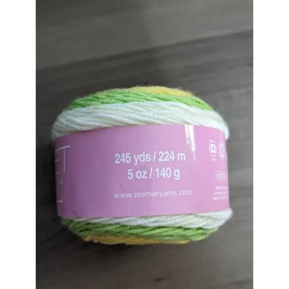 Premier Yarns 1047-28 Sweet Roll Yarn Melon Pop 5 oz/245yds Acrylic Yellow Green - Picture 6 of 6